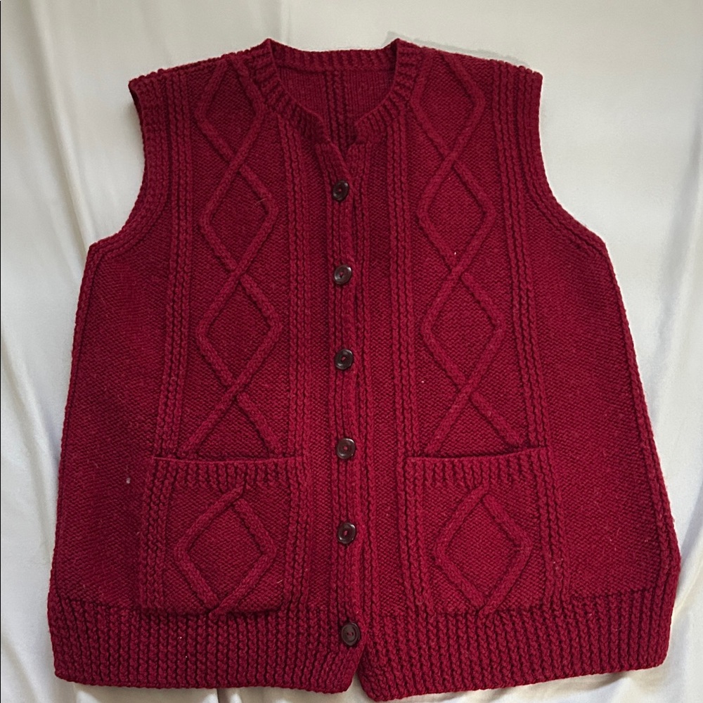 Men's Red Cable Knit Sweater Vest